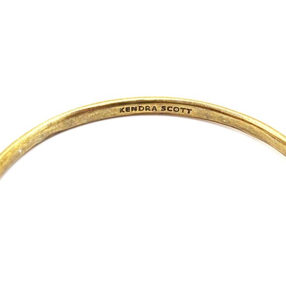 KENDRA SCOTT NWT Color Bar Feather Charm Bangle Bracelet in Antique Gold - Picture 5 of 5